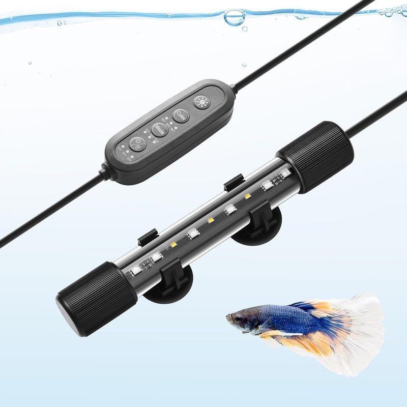 FEDOUR 7in Submersible Aquarium LED Light, 24/7 Aquarium Lights with Full Spectrum RGBW LEDs, IP68 Waterproof Fish Tank Light with Dimming, Timming and Color Adjustable - Image 1